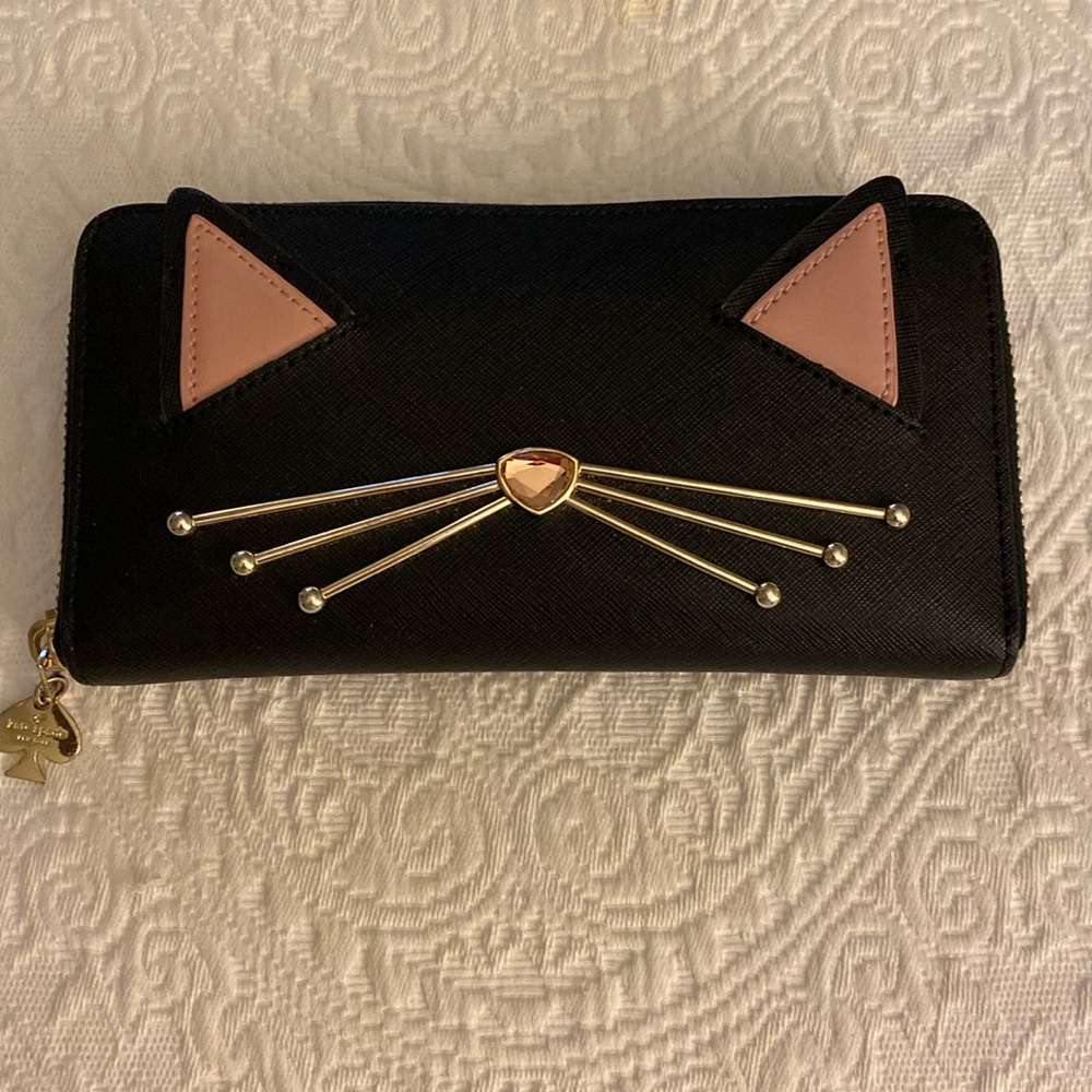 Kate Spade Cat's Meow Cat Halloween Novelty Black women’s wallet.